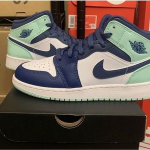 Nike Air Jordan Mid 1 blue and mint